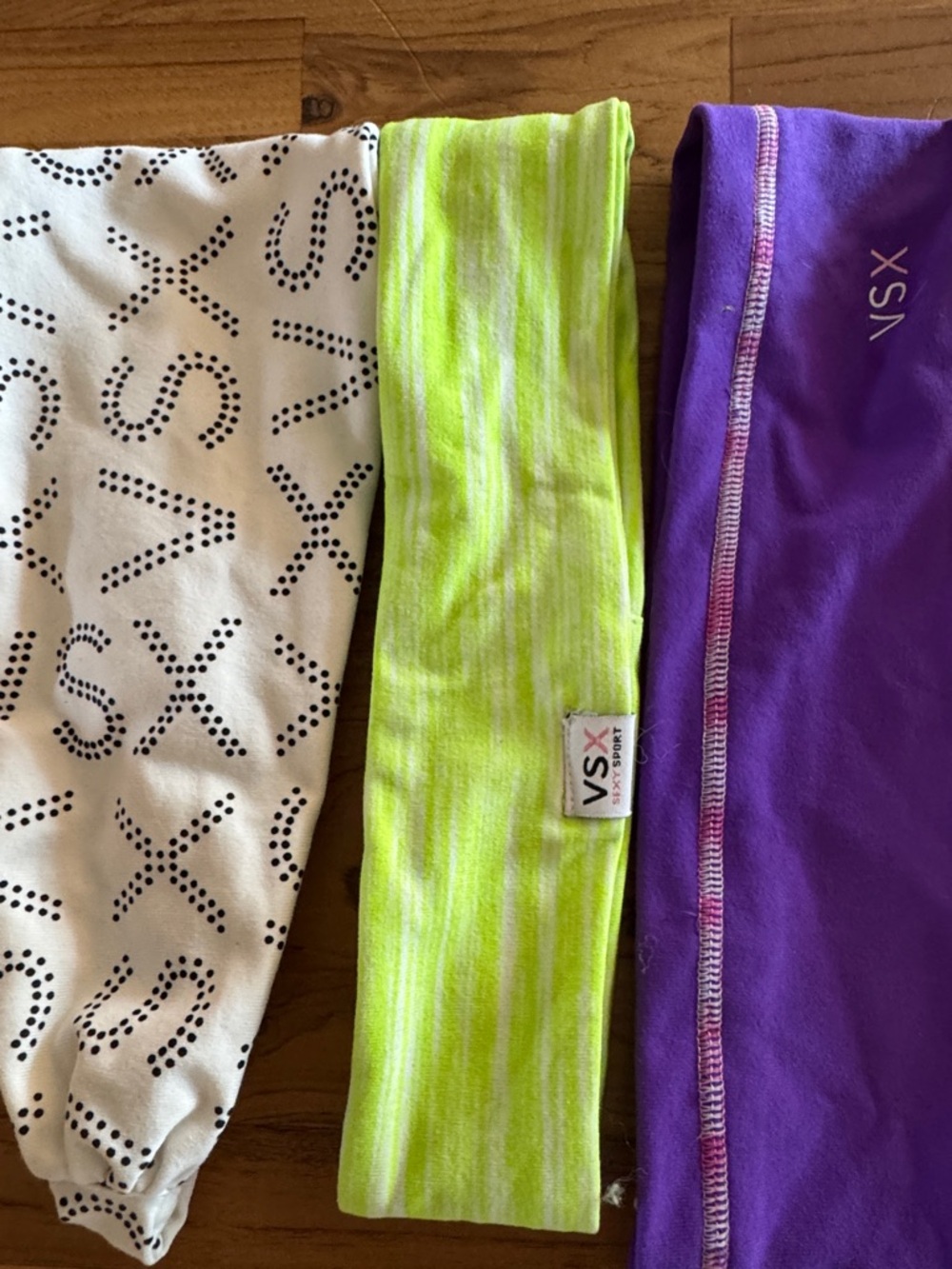 Victoria Secret VSX Neon Green, White, Purple & Pink Workout Headband Set - 7 - Picture 6 of 10